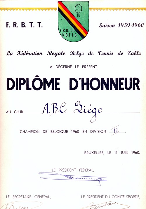 FRBTT: Diplôme d`Honneur ABC